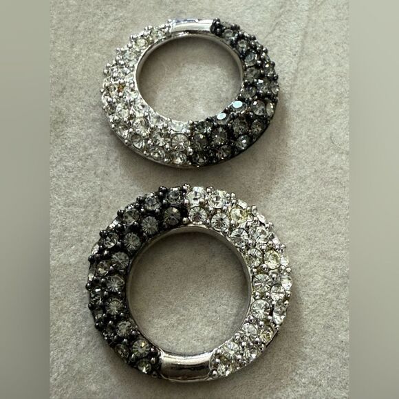 Nolan Miller Vintage Ombré Rhinestone Circle Earrings – Signed Designer Glam - Picture 9 of 17
